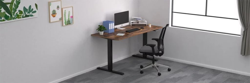 two stage topsky desk with brown top