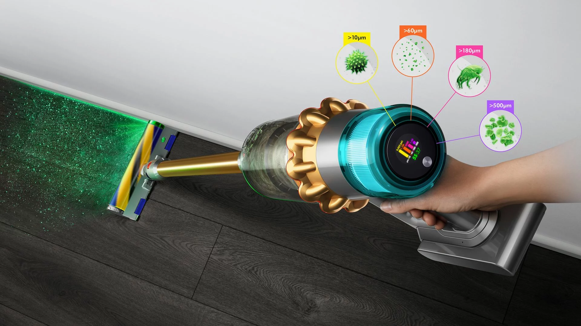 Dyson V15 using laser