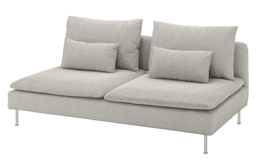 Ikea Soderhamn with the metal legs that come with it