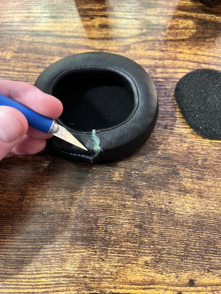 the initial cut into the earpad