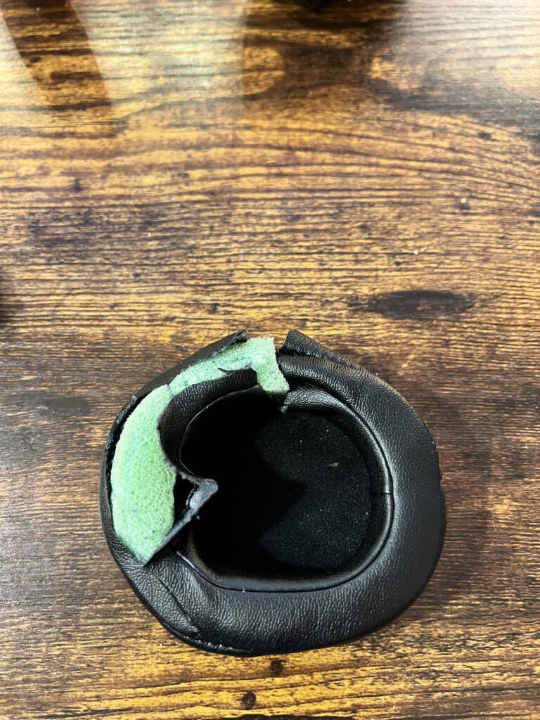 after cutting a little ways and exposing the inner foam