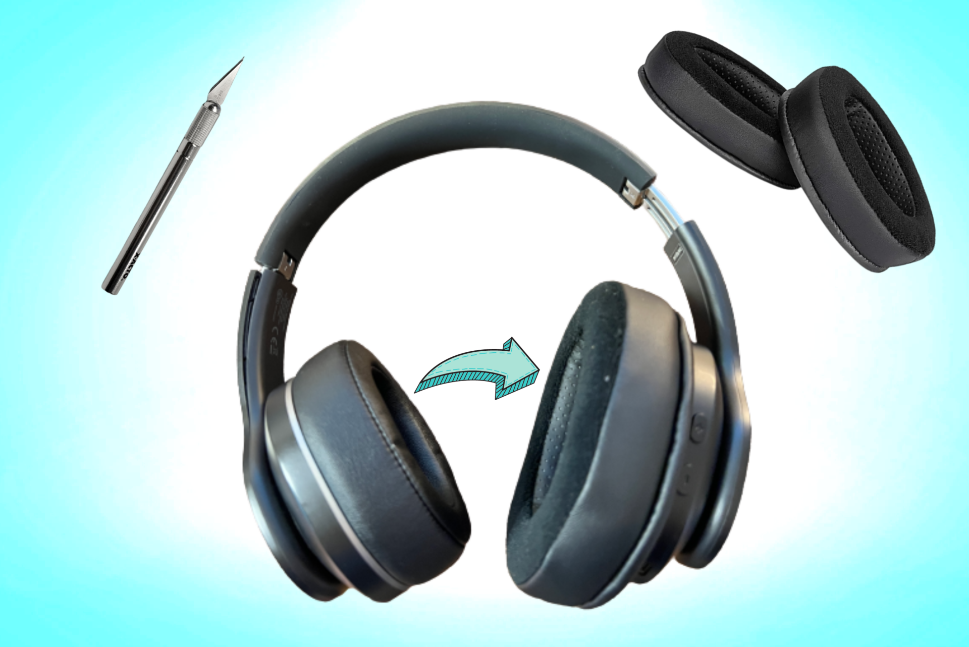 Cover photo showing headphones supplies and tools